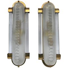 Pair of Graziella Wall Lights, Murano Glass with Brass Frame
