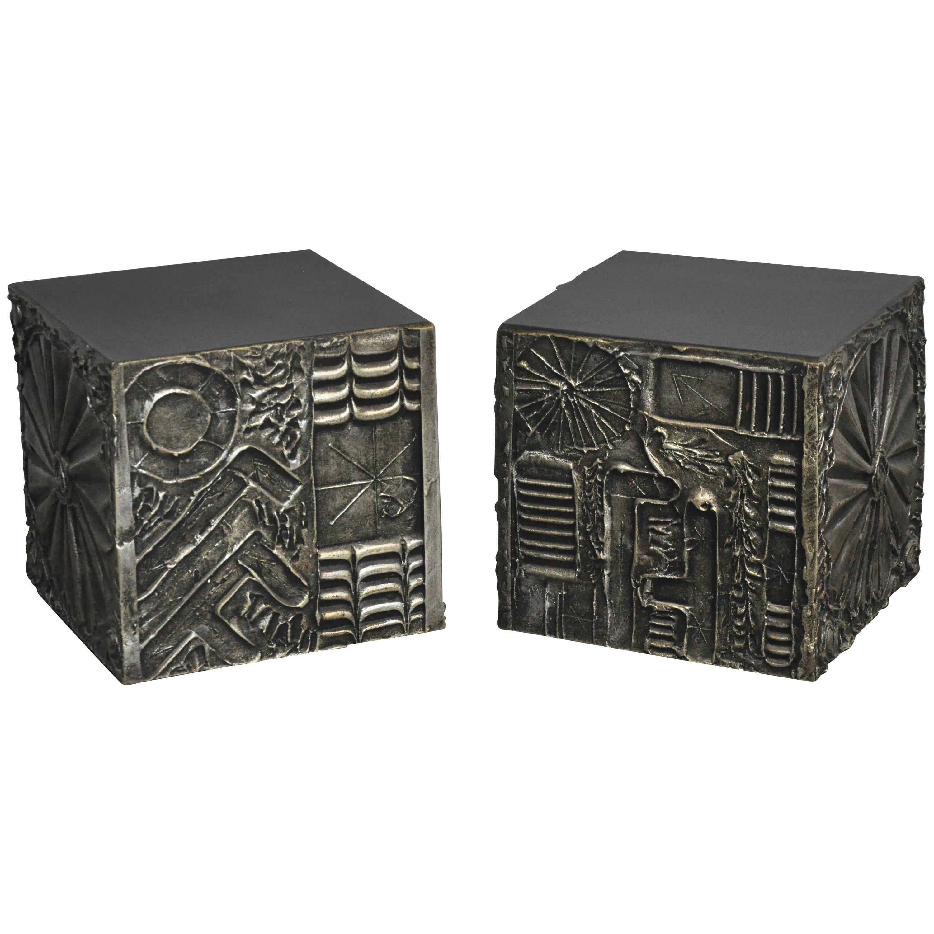 Brutalist Cube Side Tables by Adrian Pearsall