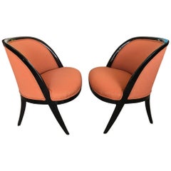 Pair of Elegant Harvey Probber Style Slipper Chairs