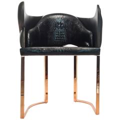 Contemporary Cuff Chair in Rose Gold, Bronze and Crocodile Leather 2
