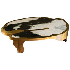 Crater Table in Dalmata Marble and Brass by Gulla Jónsdóttir