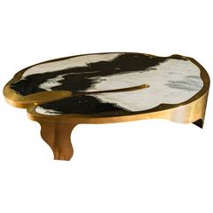 Contemporary Center Crater Table in Dalmata and Brass 8