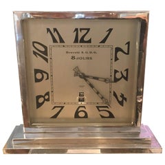 Art Deco Cartier 8 Day, Day and Date Chrome Mantle Clock