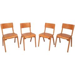 Set of Four Mid-Century Modern Maple Stacking Chairs 2