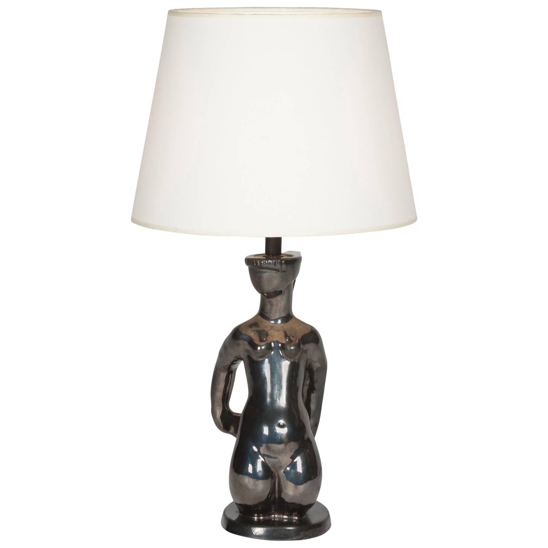 Iridescent Figural Table Lamp, French, 1950s For Sale