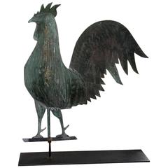 Antique Molded Copper Rooster Weathervane