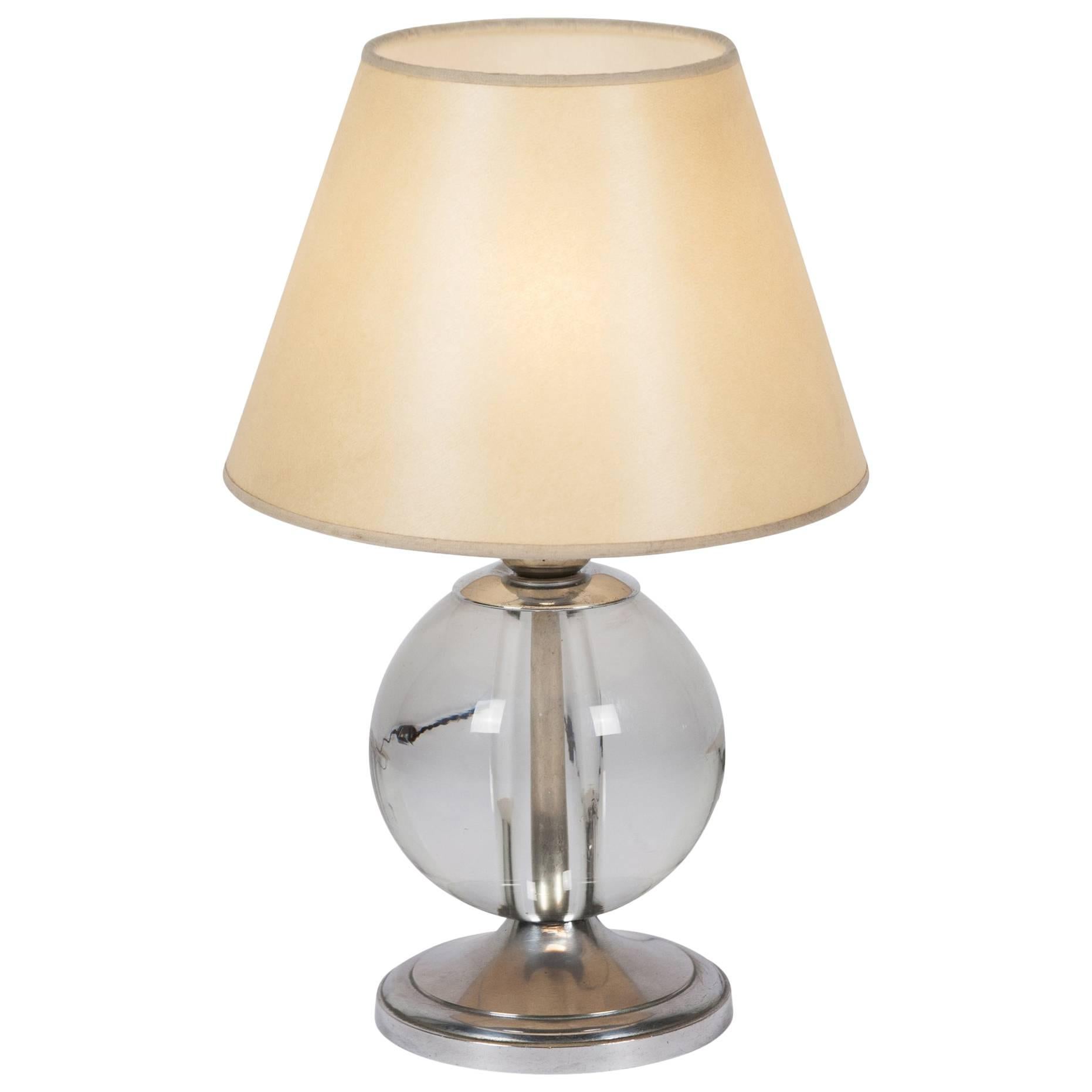 Jacques Adnet Attributed Crystal Lamp, French, 1930s For Sale