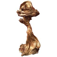 Elegant Bronze Lighted Sculpture by Raoul Larche