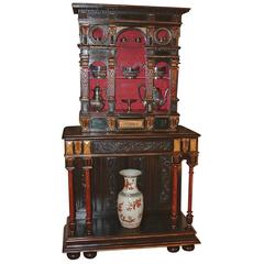 19th Century Italian Mahogany Polychromed Cabinet on Stand, circa 1860