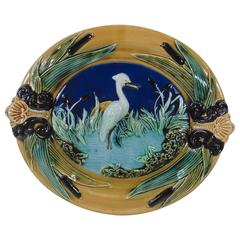 French Majolica Heron Wall Platter, circa 1890 6