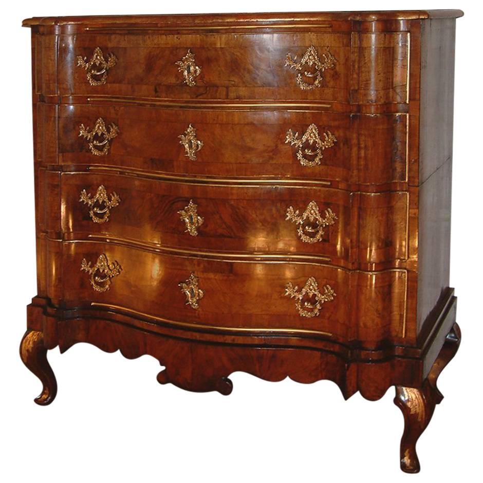 Large 18th Century Walnut Commode of Arc en Arbalette Shaped Form, circa 1750