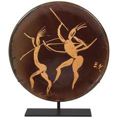African Motif Mounted Ceramic Charger, French, 1950s 8