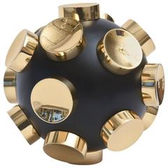 Modernist Brass and Black Resin Round Sculpture