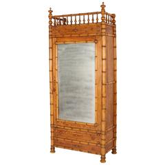 Antique Faux Bamboo and Pine Armoire