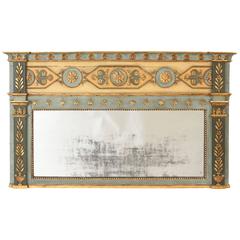 Neoclassical Painted and Gilt Decorated Overmantel Mirror