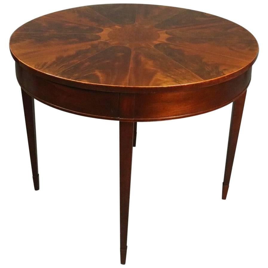 Vintage Baker Round Sunburst Flame Mahogany Banded and Inlaid Centre Table