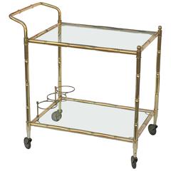 French Drinks Cart of Brass with Tinted Glass 4