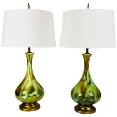 Vintage Pair of Glazed Porcelain Task/Table Lamps 8