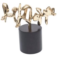 Signed Karpel Bronze and Wood Base Abstract Sculpture 7