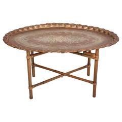 Anglo Indian Brass and Bamboo Coffee Table, Hollywood Regency 9