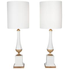 Pair of Porcelain and Gilt Ceramic Table Lamps, 1960s 8