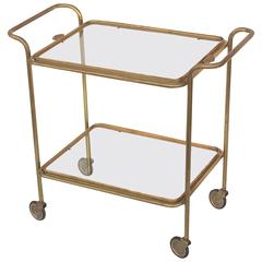 French Drinks Cart of Brass with Removable Top Serving Tray