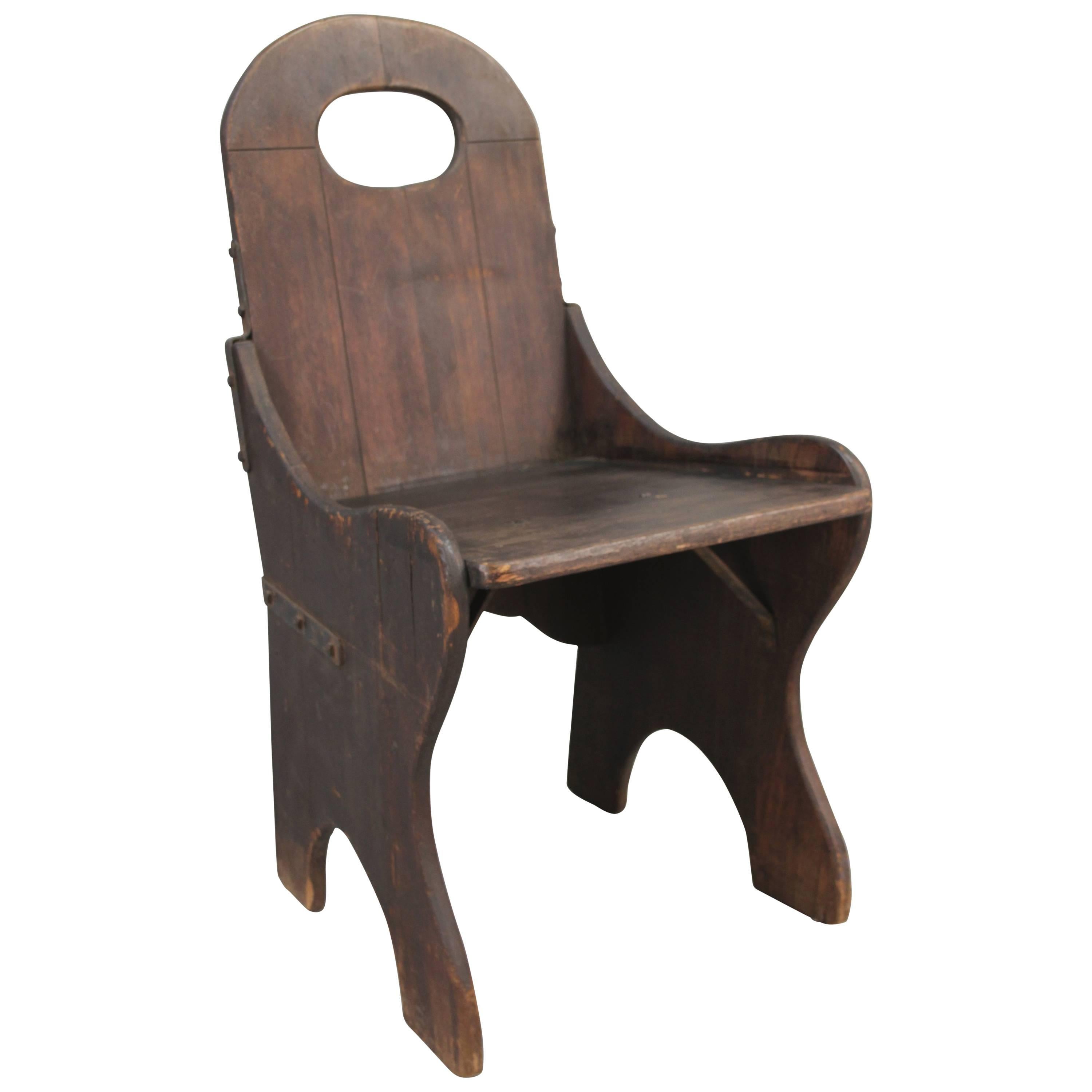 1930s Monterey Monks Chair in All Original Old Wood Finish