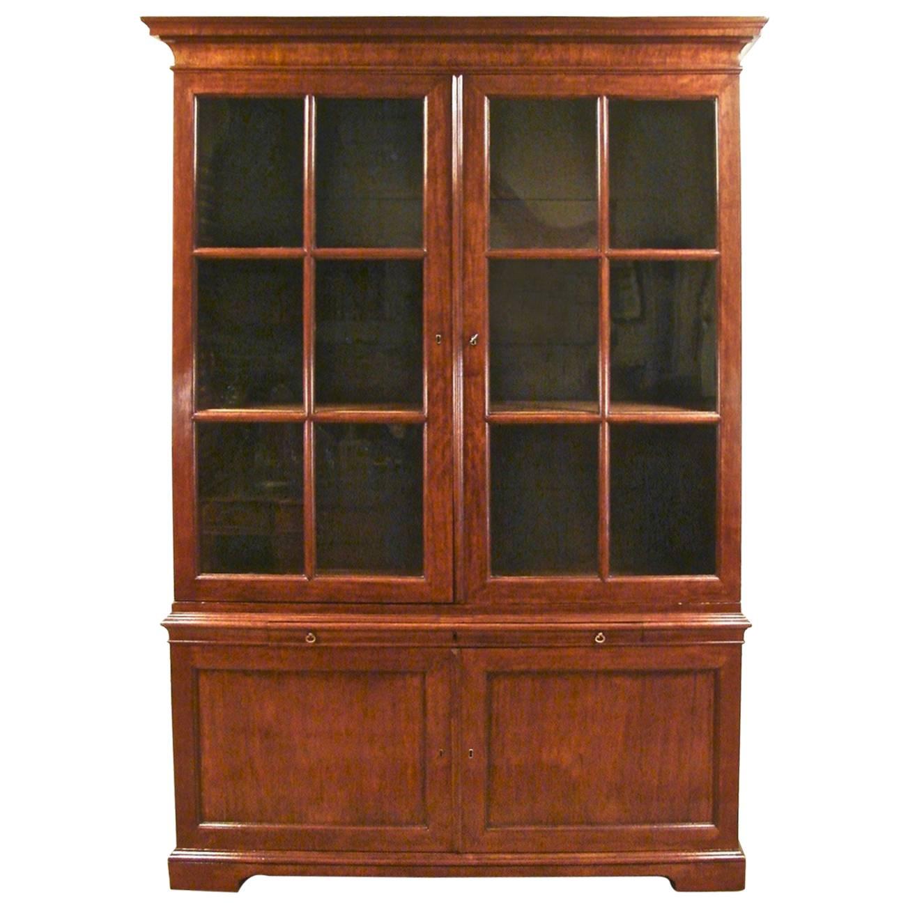 George III Mahogany Bookcase Cabinet with Single Drawer