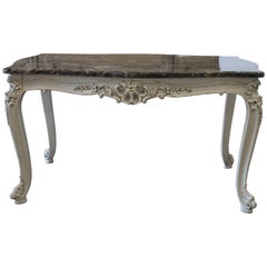 20th Century Carved Wood and Marble Coffee Table