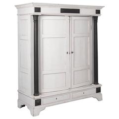 Antique 19th Century Danish White Painted Biedermeier Armoire 3