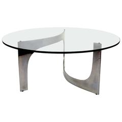Sculptural Aluminium Base Coffee Table after Hersterberg