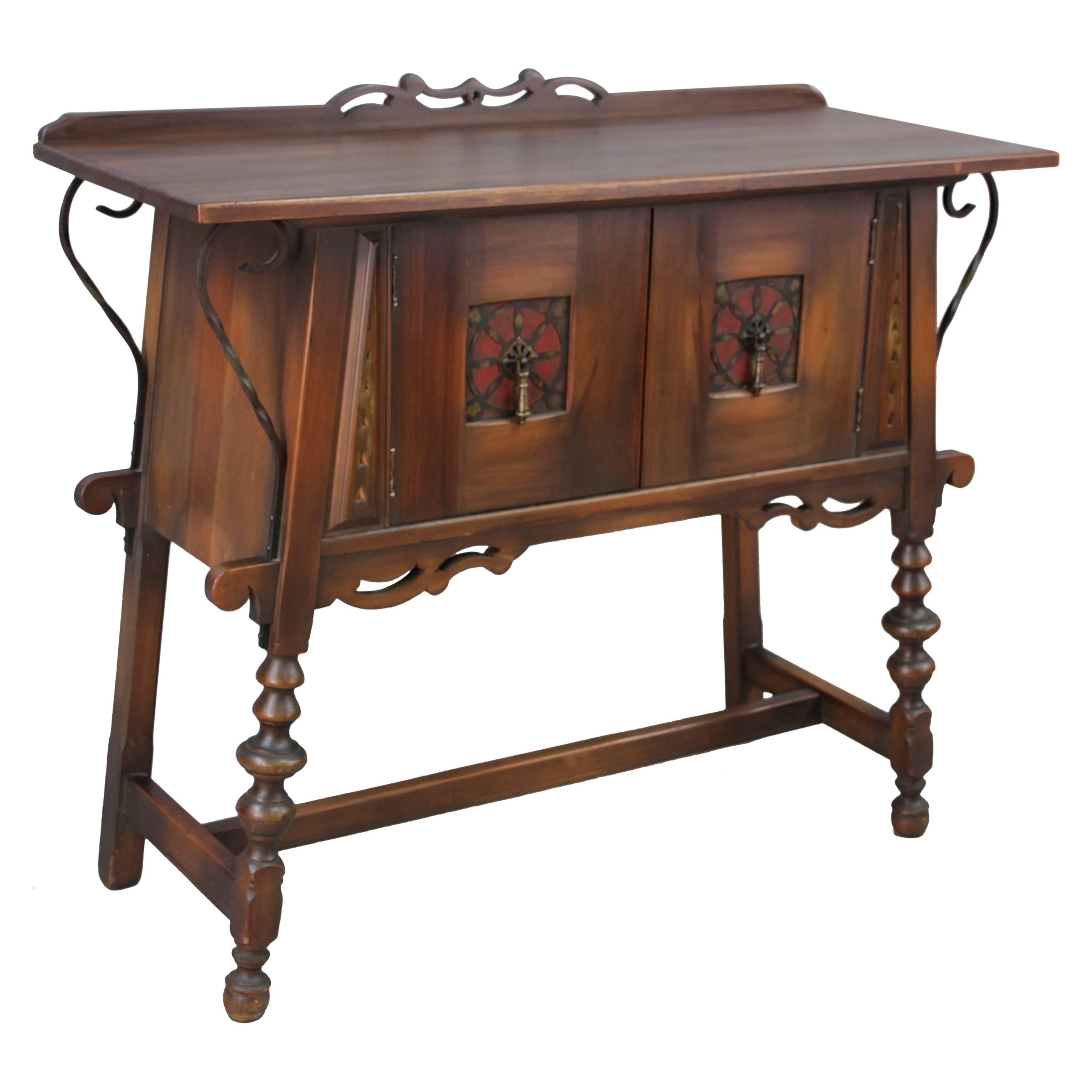 1920s Spanish Revival Sideboard with Iron Details