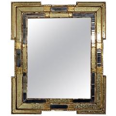 Vintage Venetian Style Giltwood and Stenciled Wall Mirror, circa 1950