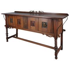 1920s Spanish Revival Sideboard with Iron Scrollwork
