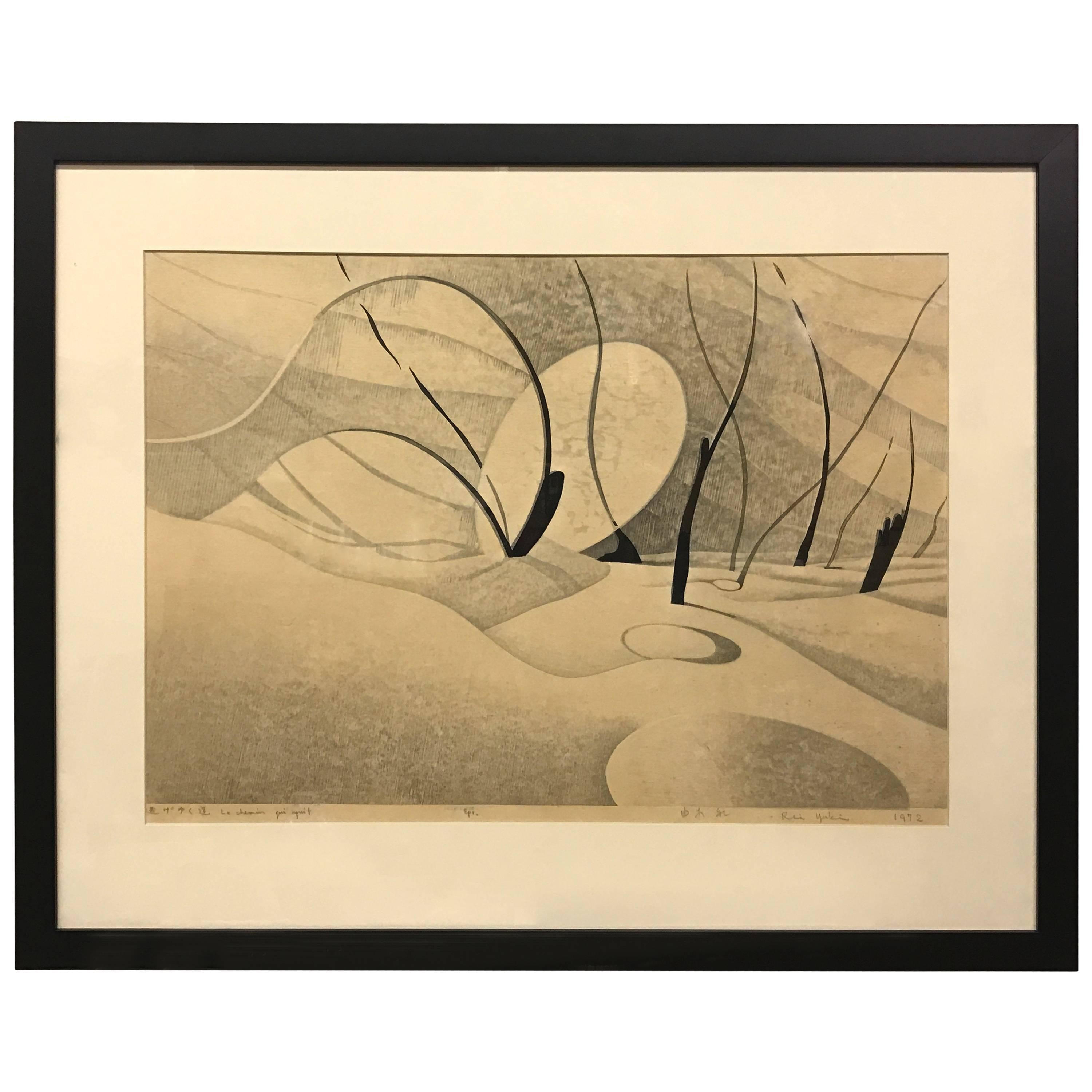 "Le Chemin Qui Finit" Wood Block Lithgraph by Yuki Rei