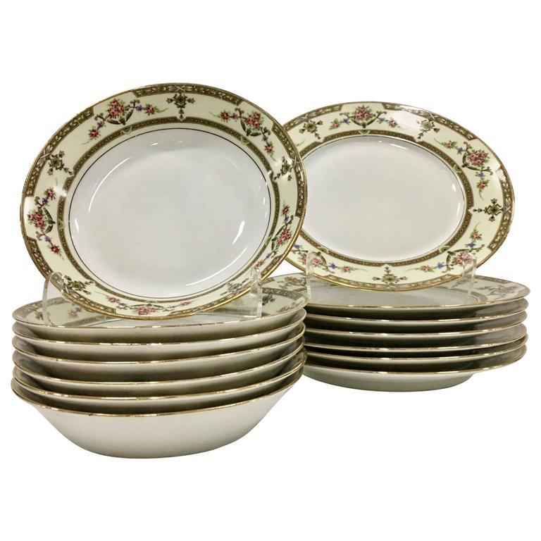 Limoges France Porcelain Dinnerware Set of 15, "Lafayette" at 1stDibs