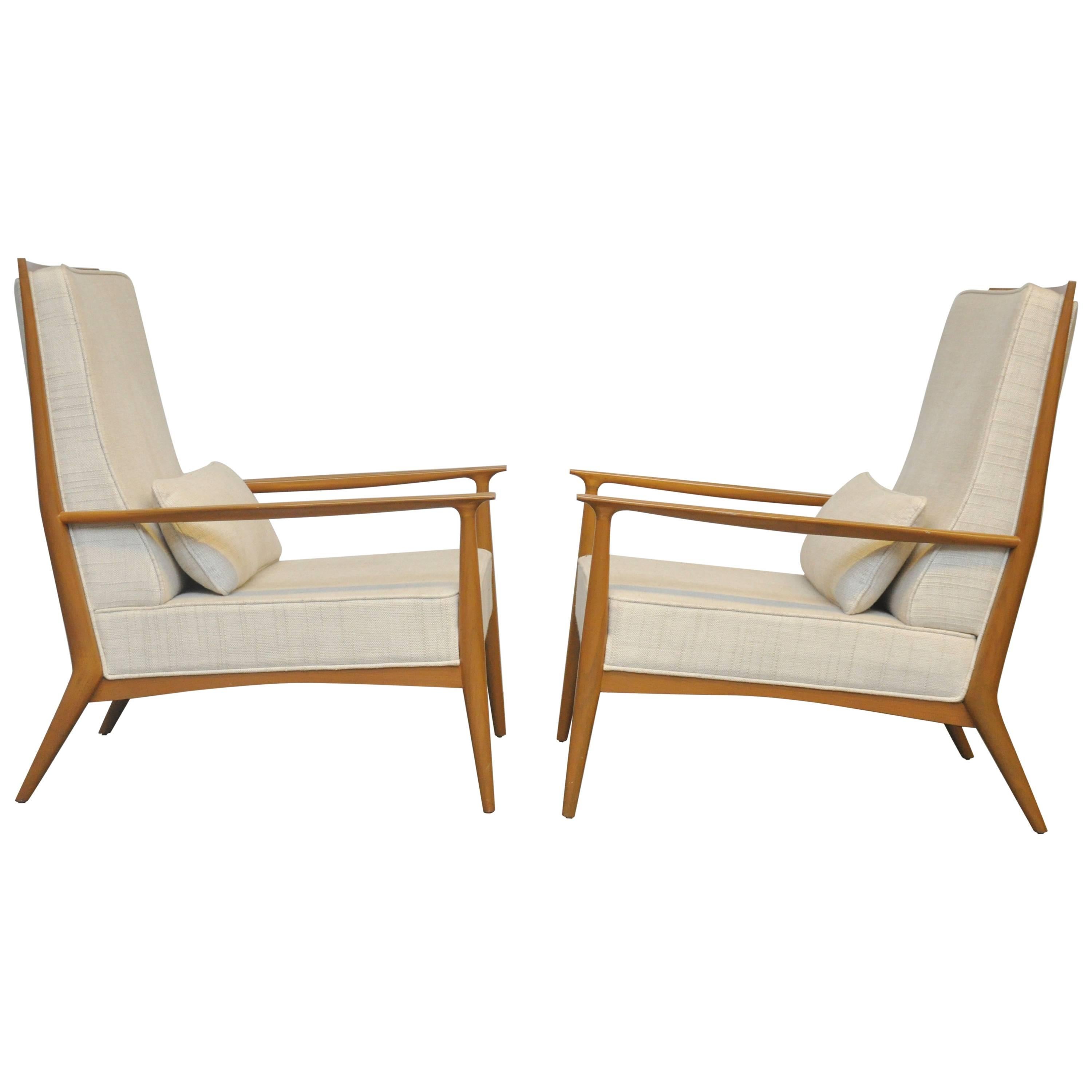 Paul McCobb for Directional Walnut Frame Lounge Chairs