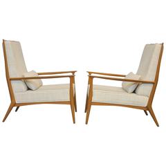 Paul McCobb for Directional Walnut Frame Lounge Chairs 10