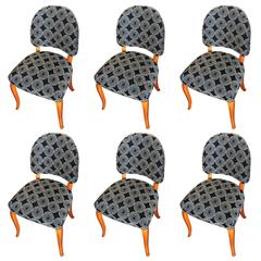 Set of Six French Art Deco Dining Chairs 9