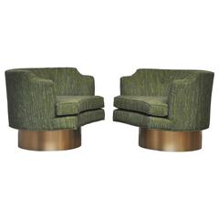 Harvey Probber Swivel Chairs on Brushed Brass Bases