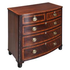 Early 19th Century Mahogany and Satinwood Banded Bow Front Chest of Drawers