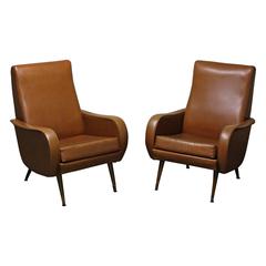 Pair of Brown Skai Cockatil Chairs, 1950s