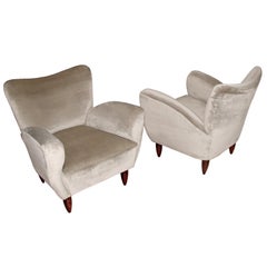 Guglielmo Veronesi Italian Armchairs in Luxurious Velvet