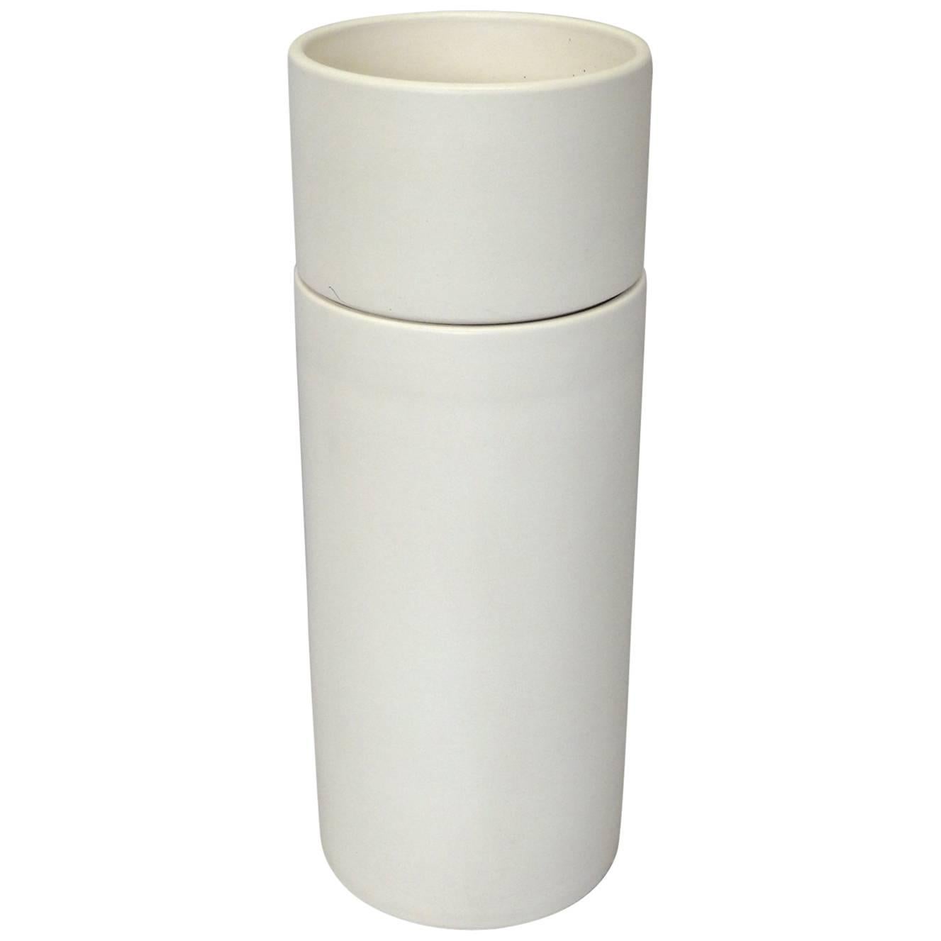 Matte White Gainey Planter Pot on Rare Tall Cylinder Base