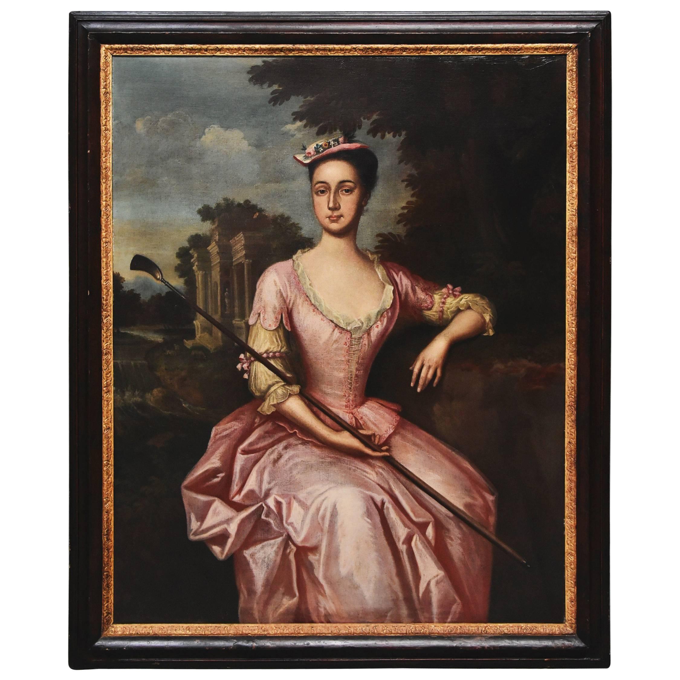 Large 18th Century Portrait of a Young Woman, Believed to Be Mary Yeats