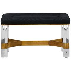 Karl Springer Brass and Lucite Bench, 1980s 7