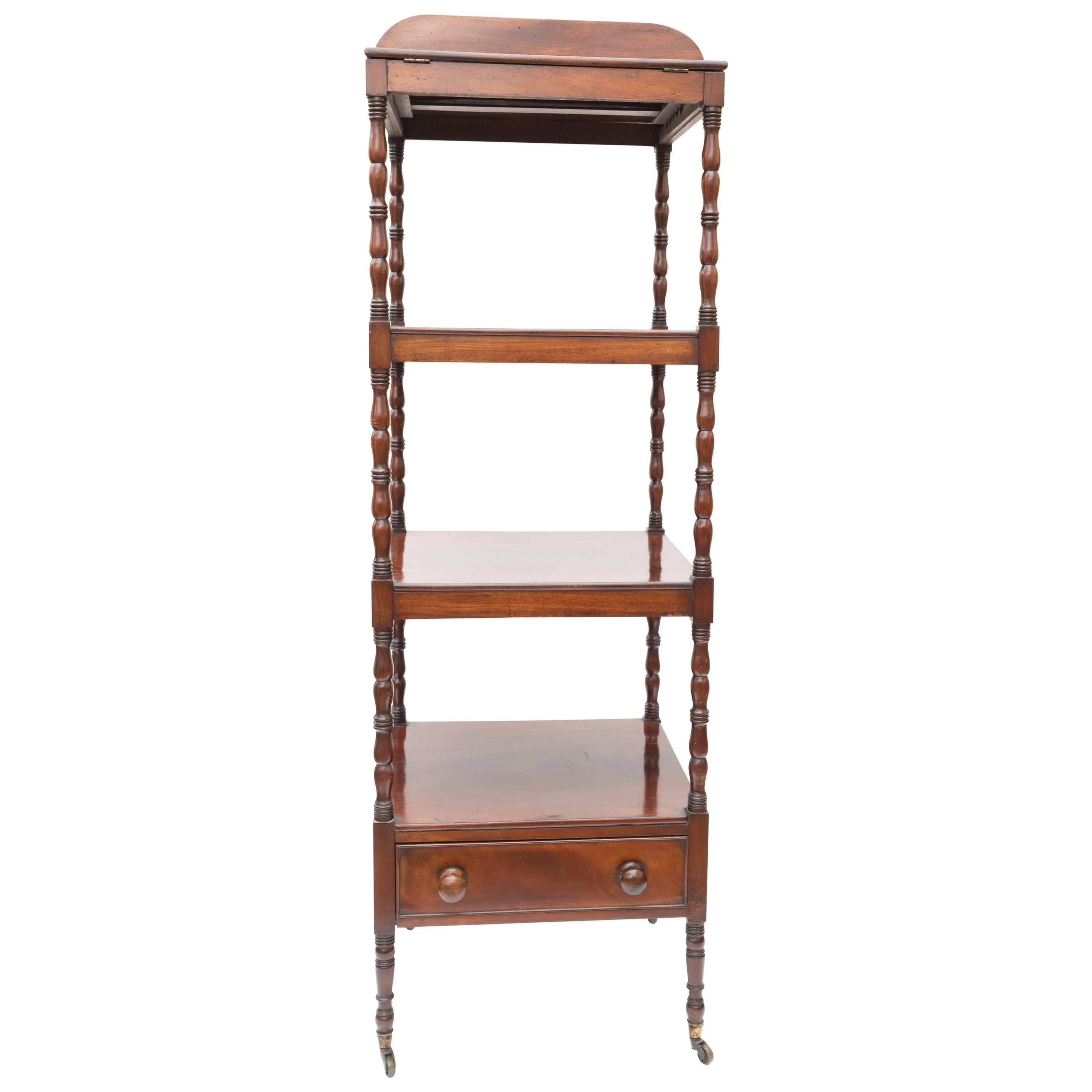19th Century Regency Mahogany Four-Tier Whatnot Rising Reading For Sale