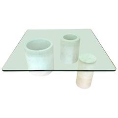 Italian Modernist Carrara Mable and Beveled Glass Cocktail or Coffee Table 11