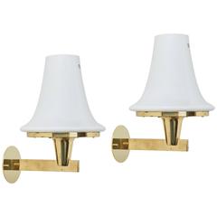 Pair of Brass and Glass Sconces by Hans Agne Jakobsson, Markaryd 2