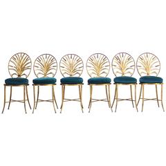 Set of Six Hollywood Regency-Style Italian Gilded Chairs by S. Salvadori